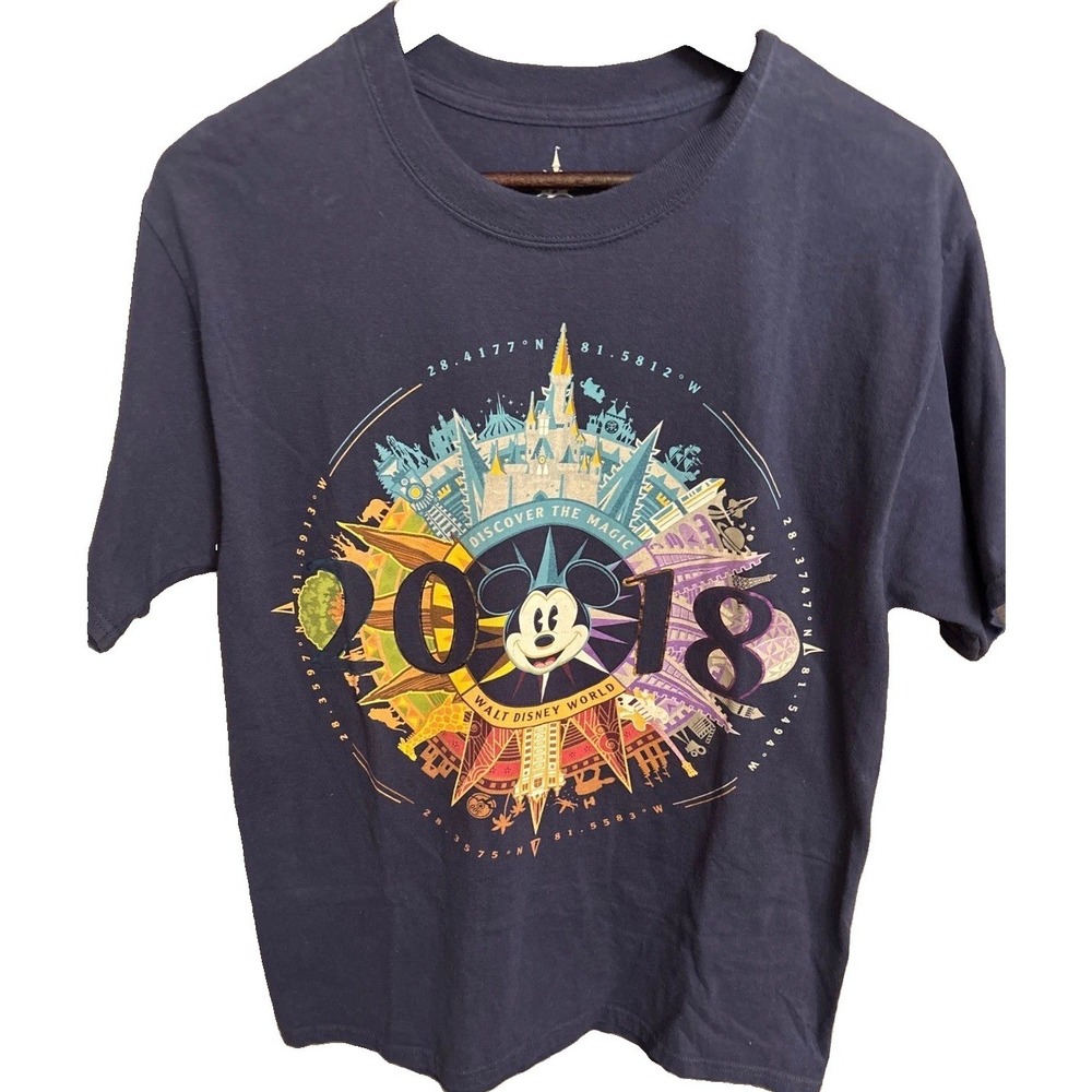 Disney Parks Walt Disney World 2018 Mickey Mouse Navy Blue T-Shirt Mens Medium